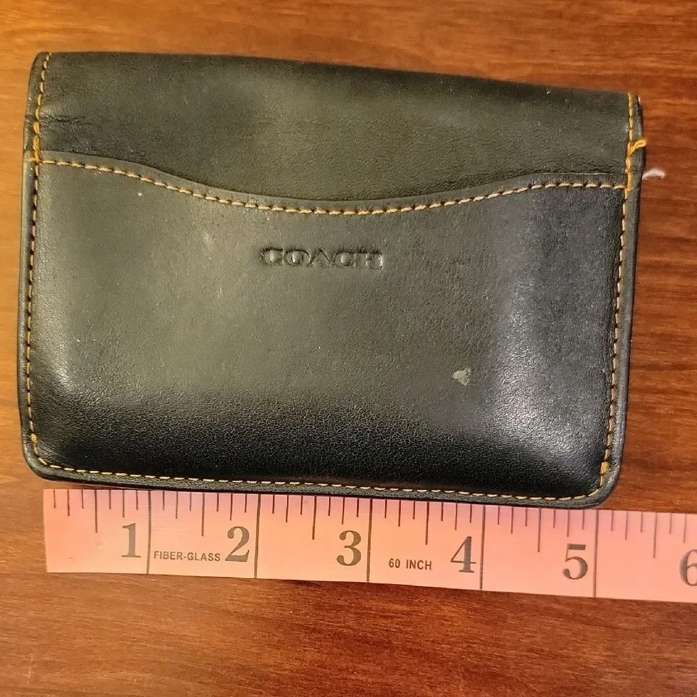 Coach Dark Leather Key Holder and Card Wallet